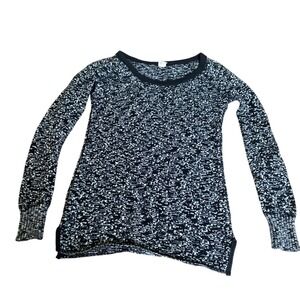 We The Free Black‎ White Knit Sweater Long Sleeve Crew Neck Ribbed Cuffs Size XS